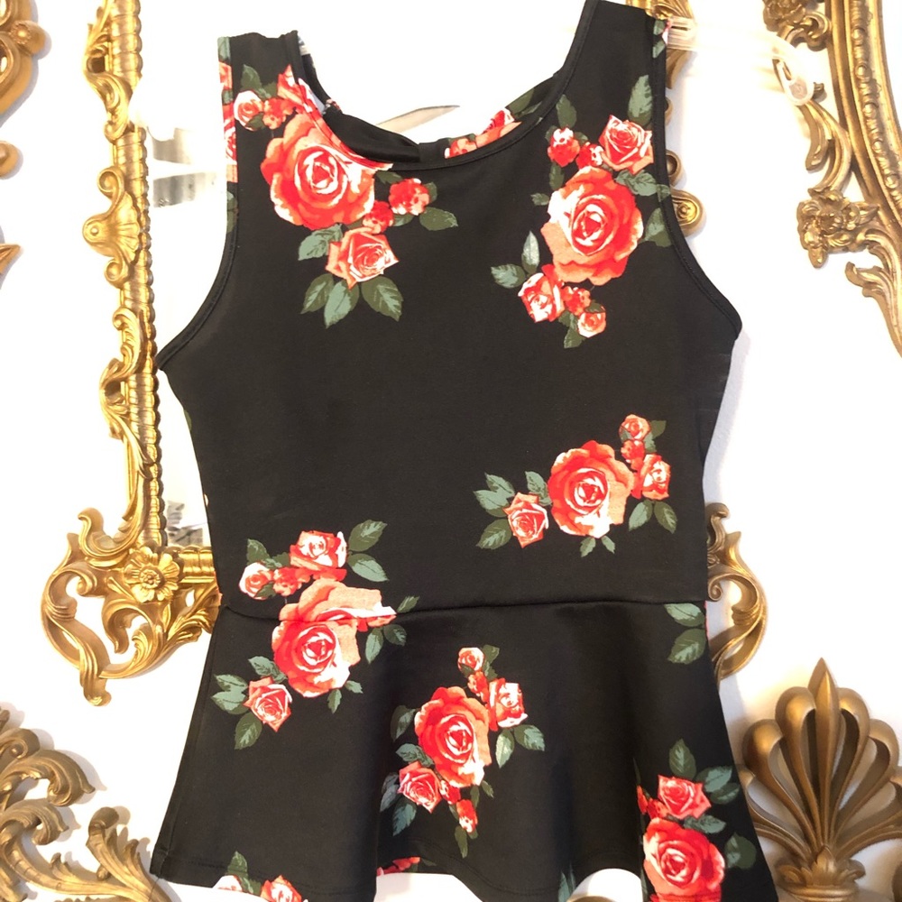 Rose peplum forever 21 top Sz S Euc